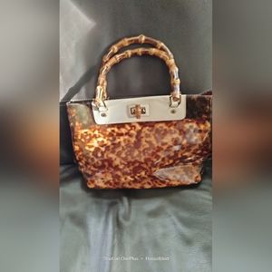 Vintage Monsac vinyl cheetah print tortoise shell handbag